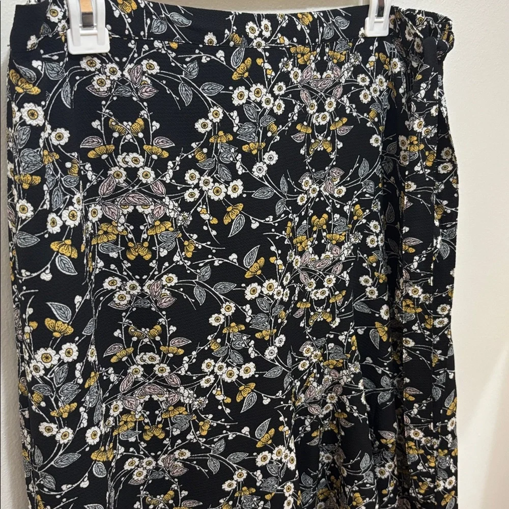 Max Studio Flowy Midi Ruffle Floral Skirt